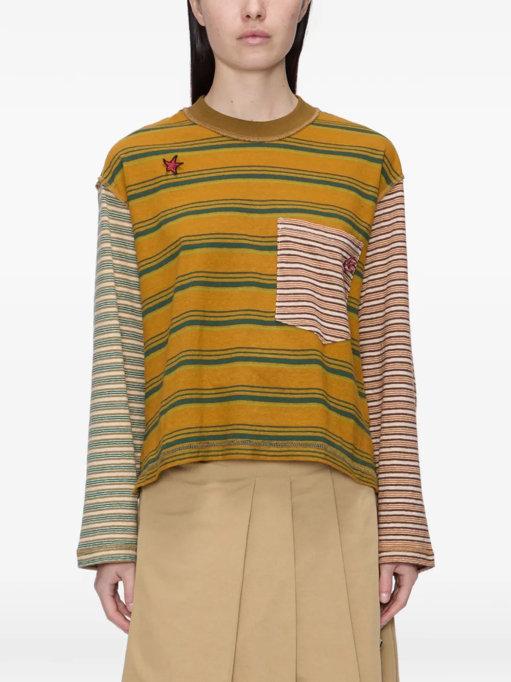 Song For The Mute striped patch-pocket sweater - Giallo