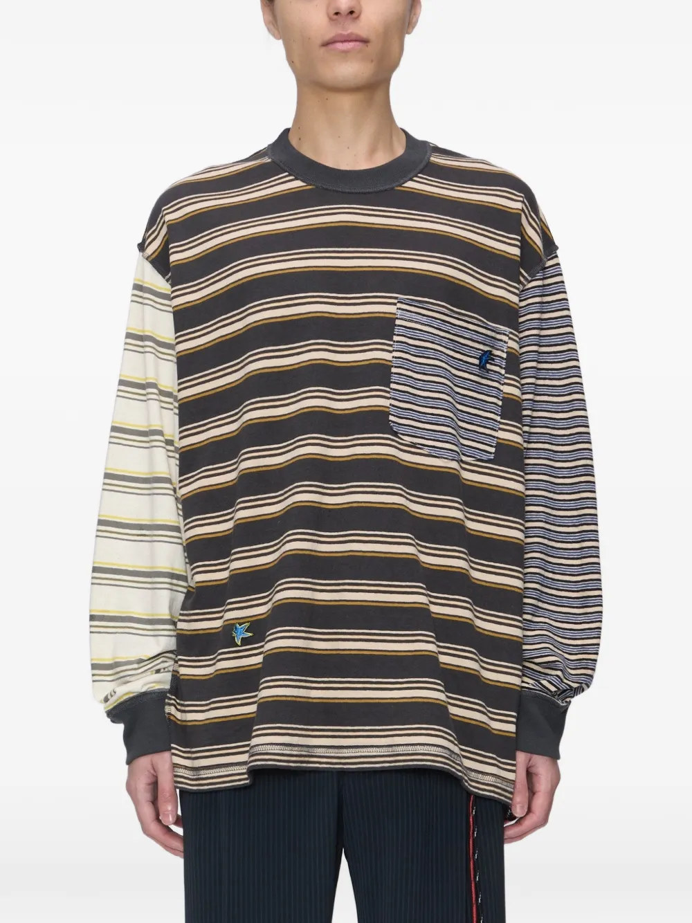Song For The Mute Tictac panelled striped sweater - Grigio