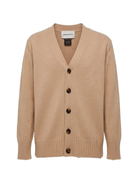 AMARANTO  distressed V-neck cardigan