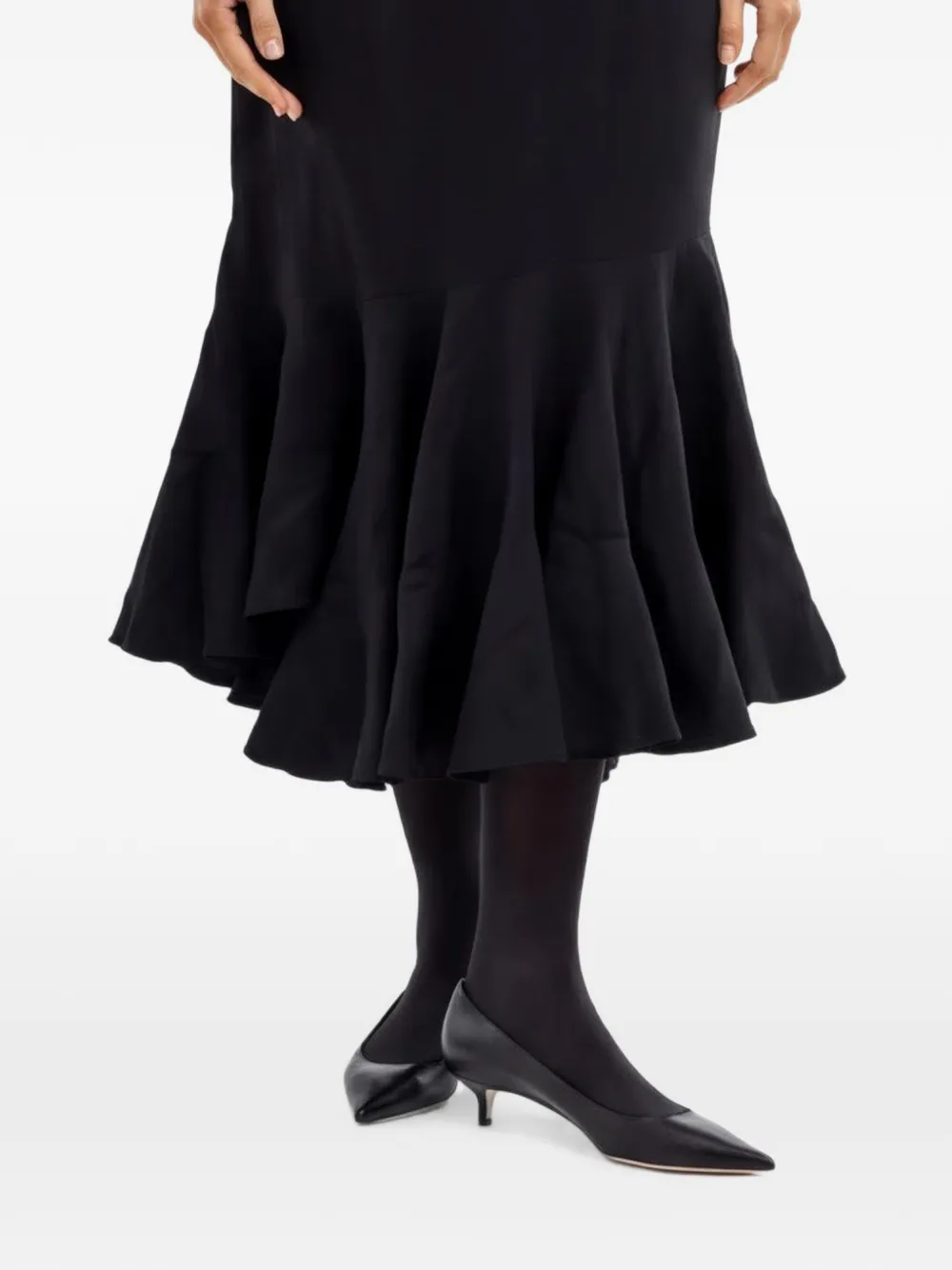 Comme Des Garçons ruffled flared midi skirt - Nero