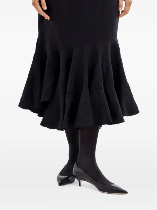 Comme des Garçons Ruffled Flared Midi Skirt in Black