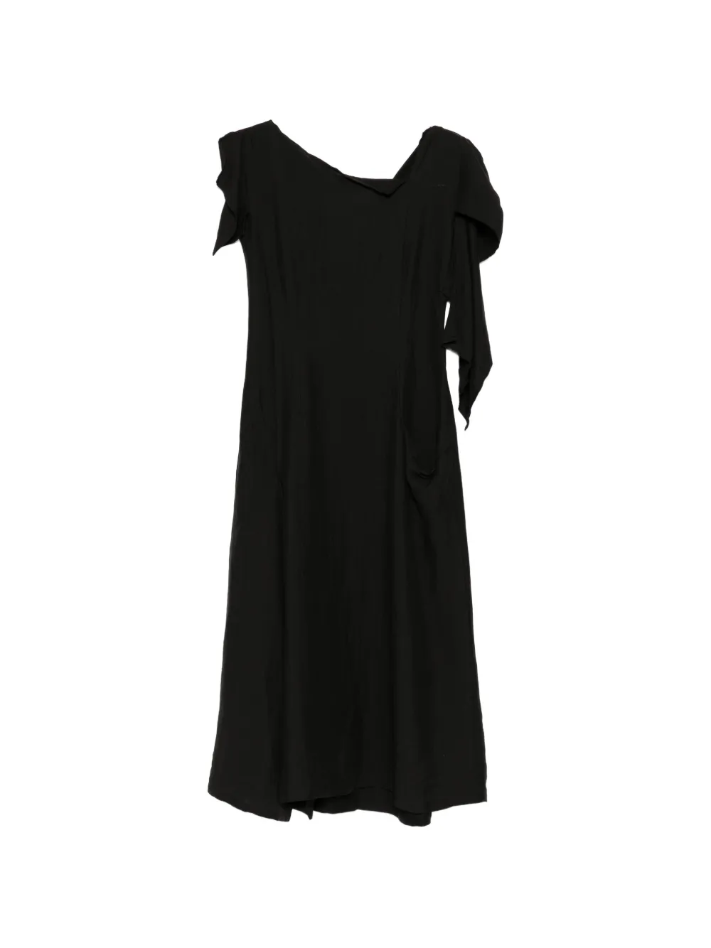 Yohji Yamamoto Abito midi asimmetrico drappeggiato - Nero
