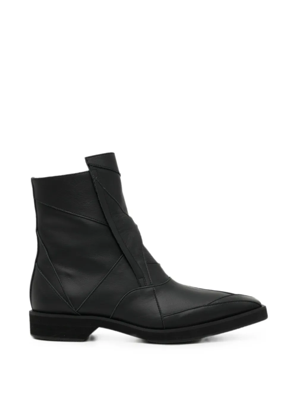 Yohji Yamamoto patchwork zip boots Zwart