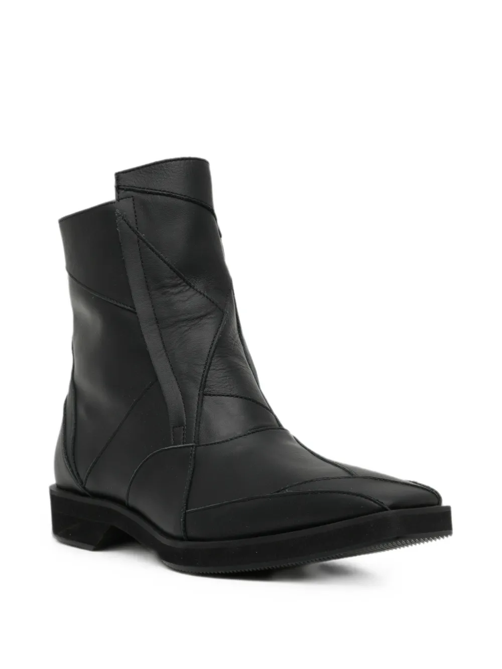 Yohji Yamamoto patchwork zip boots Zwart