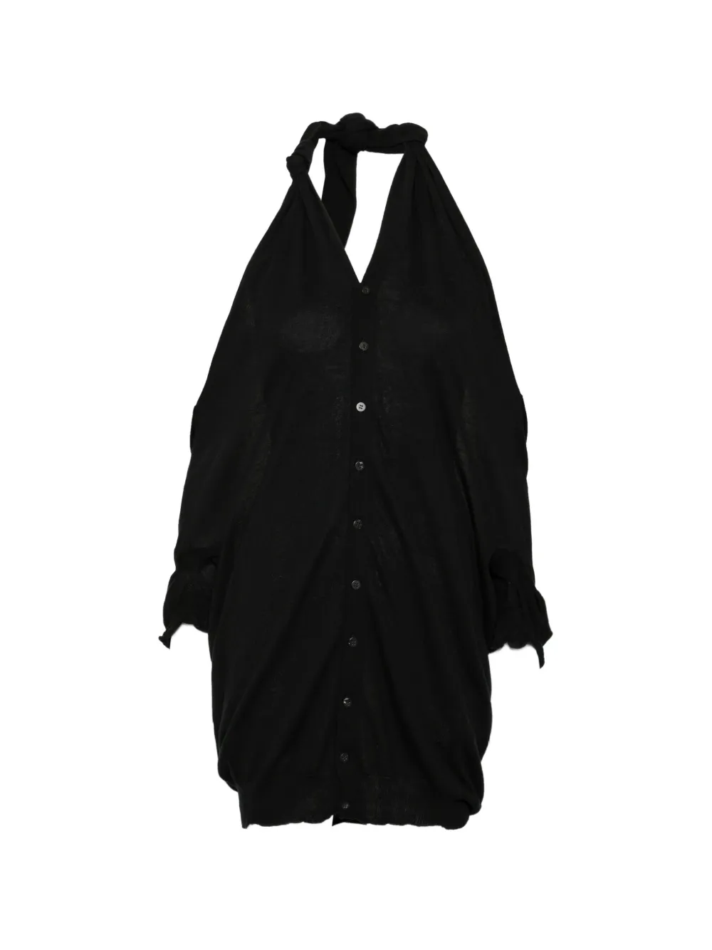 Yohji Yamamoto Cardigan con scollo all'americana - Nero