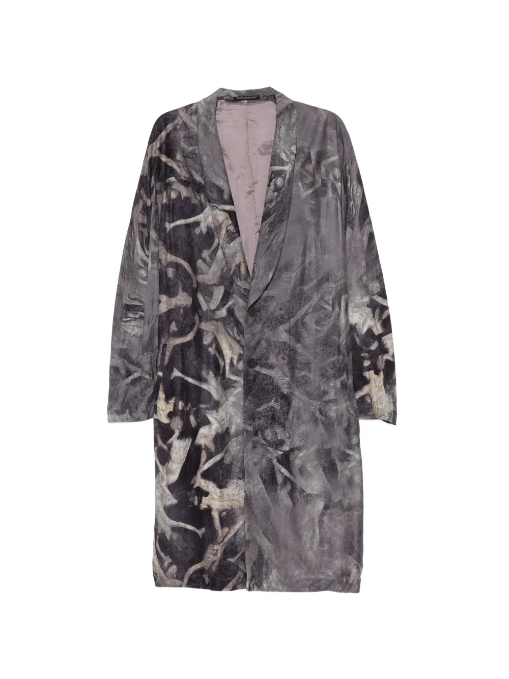 Yohji Yamamoto graphic-print coat - Grigio