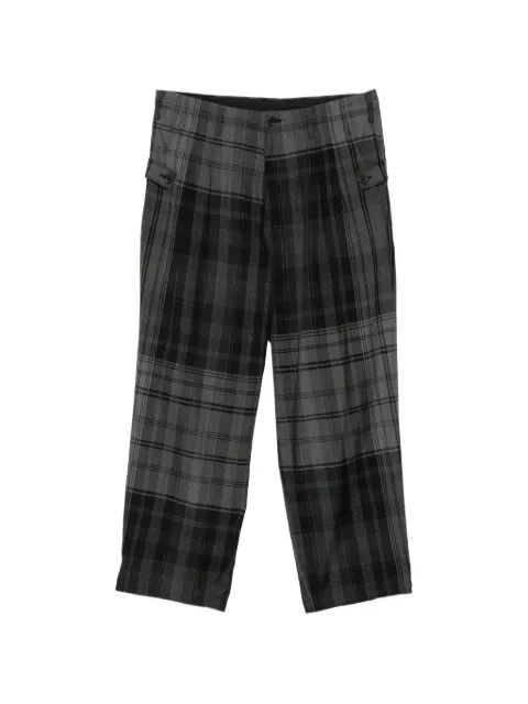 Yohji Yamamoto plaid tab-detail trousers