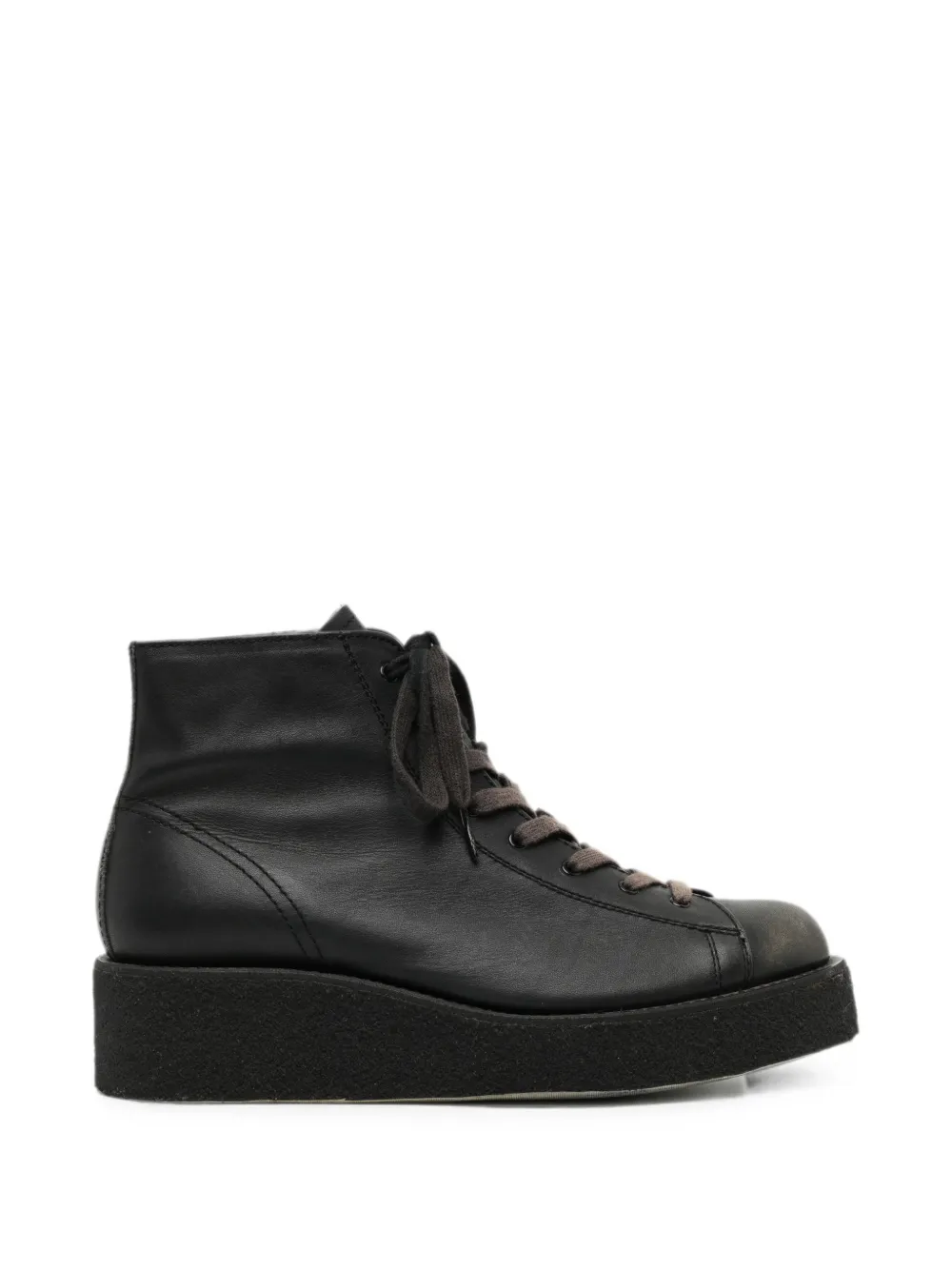 Yohji Yamamoto platform lace-up ankle boots Zwart