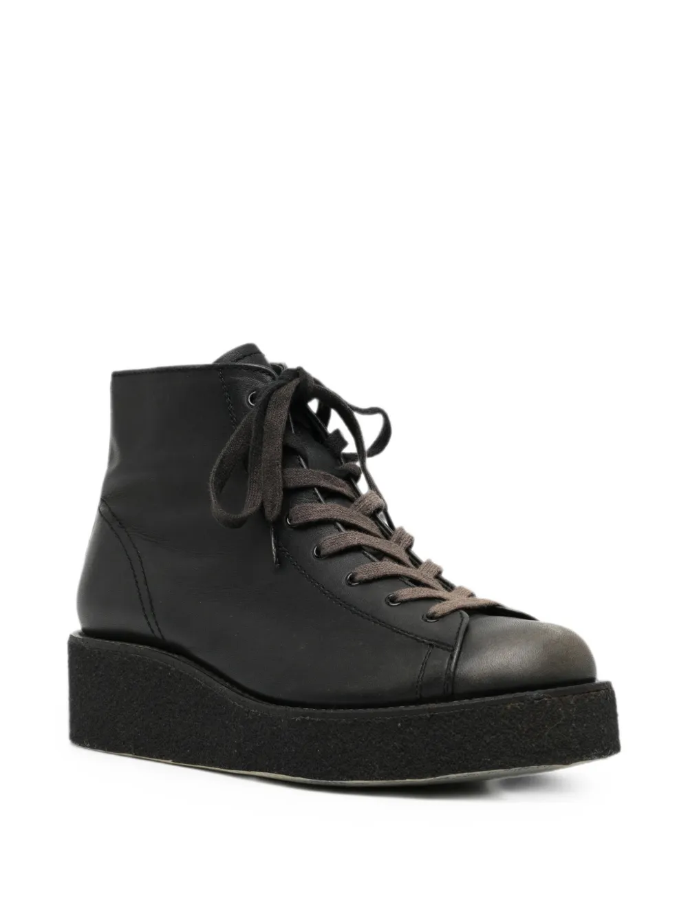Yohji Yamamoto platform lace-up ankle boots Zwart