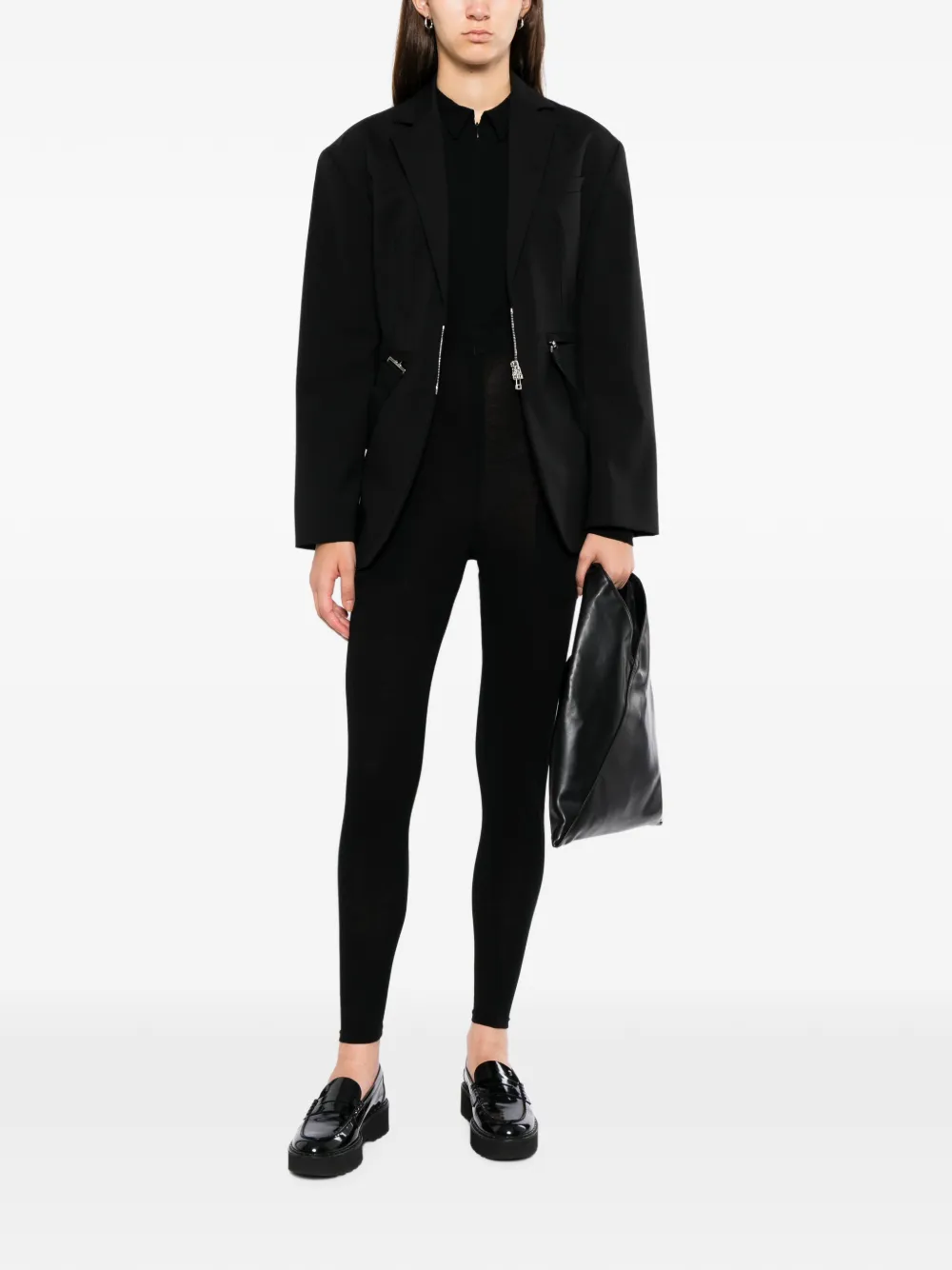 Yohji Yamamoto Jumpsuit met lange mouwen en shirtkraag Zwart