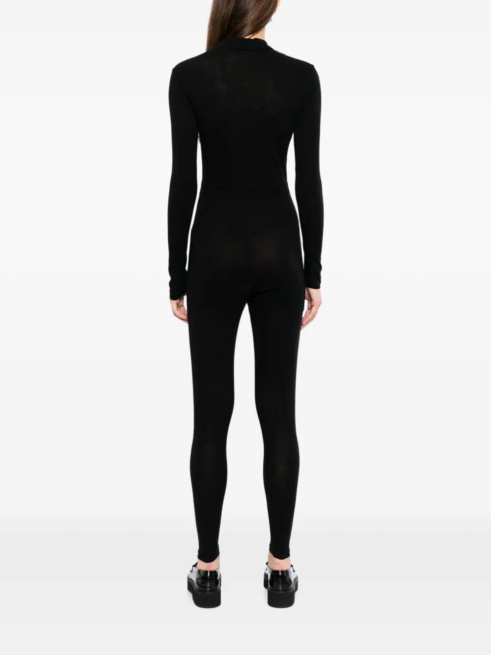 Yohji Yamamoto Jumpsuit met lange mouwen en shirtkraag Zwart