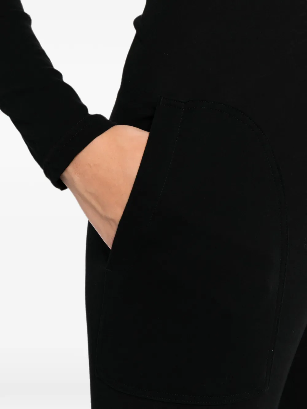 Yohji Yamamoto Jumpsuit met lange mouwen en shirtkraag Zwart