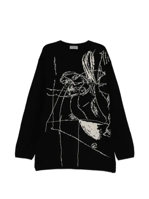 Yohji Yamamoto intarsia-applique sweater