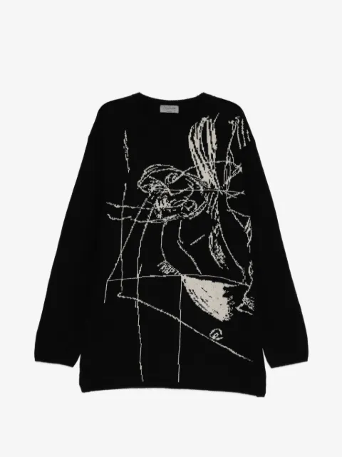 Yohji Yamamoto intarsia-applique sweater