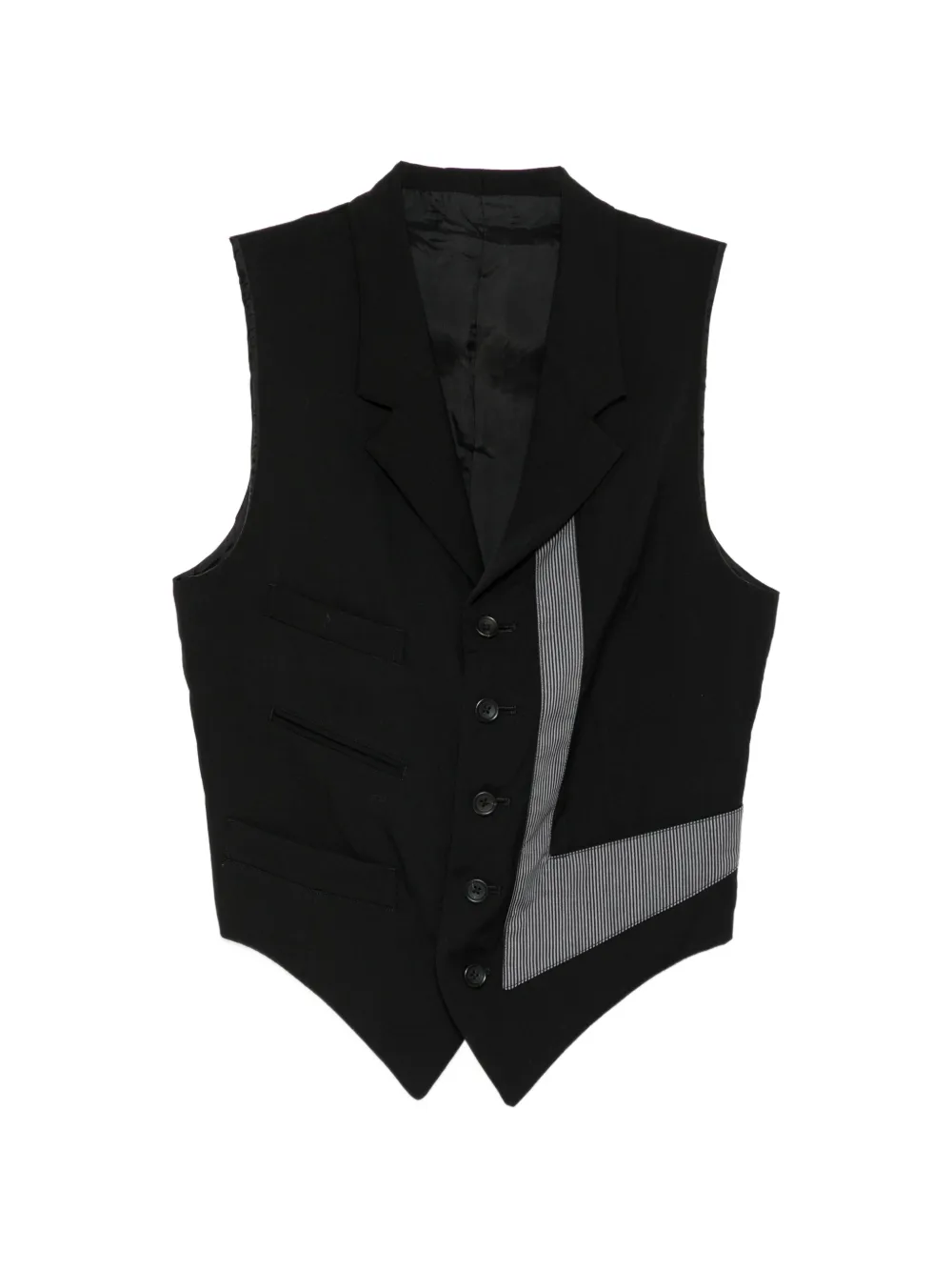 Yohji Yamamoto Gilet con inserto in tessuto decorativo - Nero