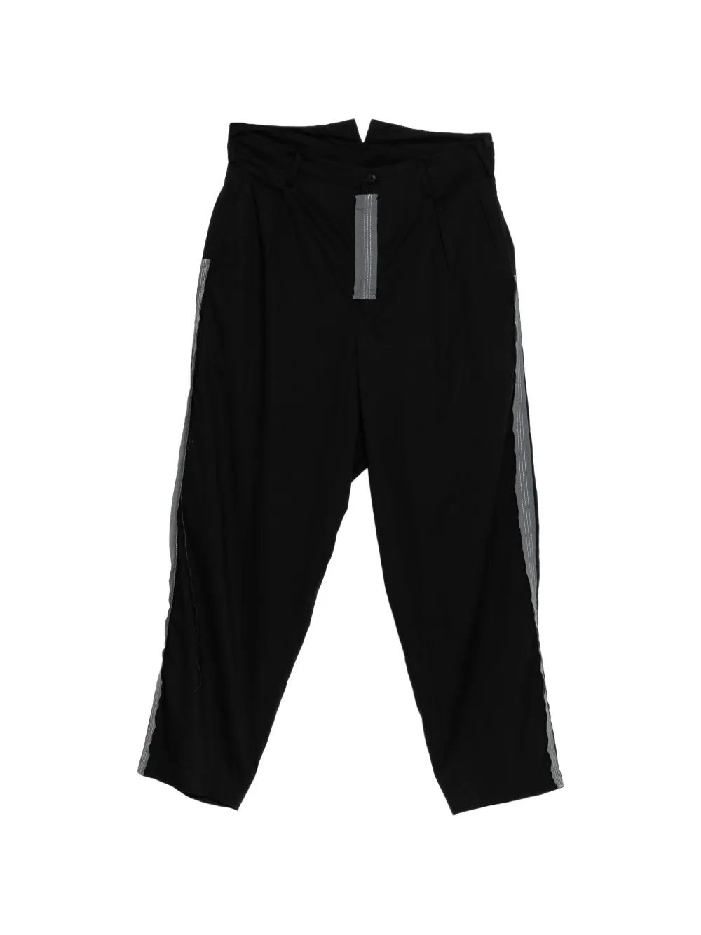 Yohji Yamamoto Pantaloni con ricamo e bretelle - Nero