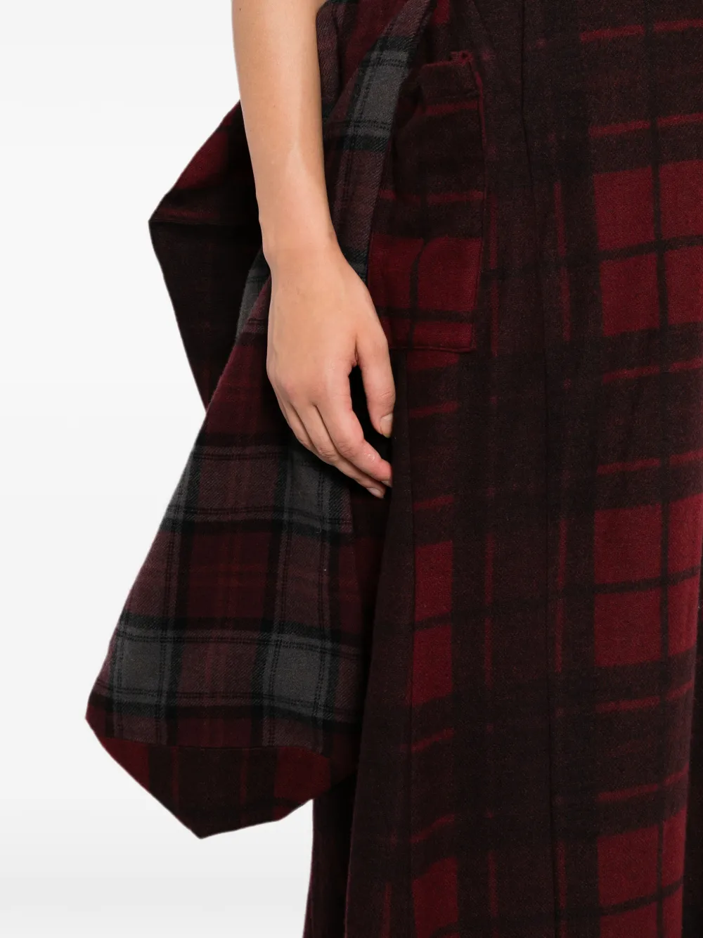 Yohji Yamamoto Geruite gedrapeerde jurk Rood