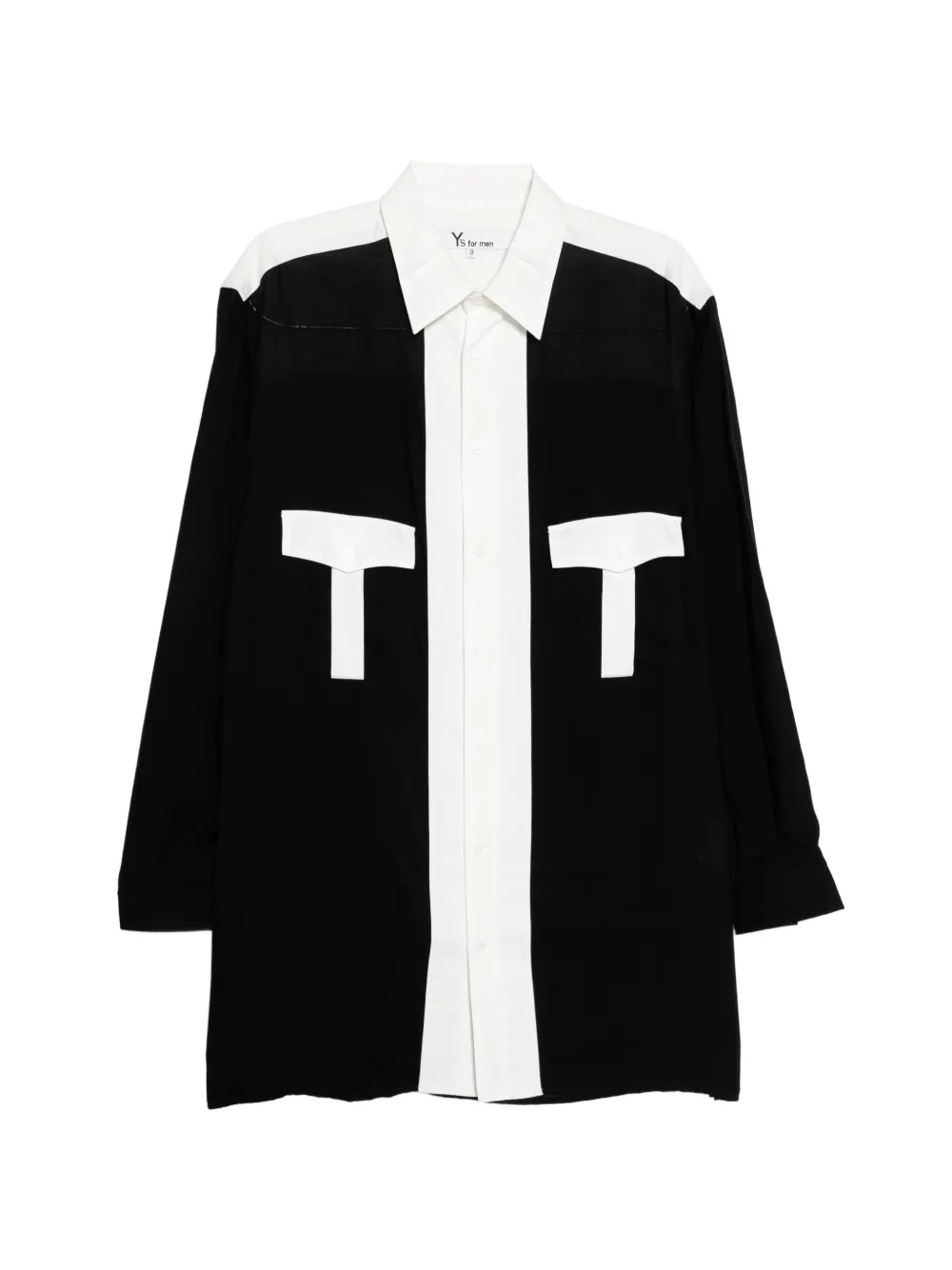 Yohji Yamamoto Camicia con inserti monocromatici - Nero