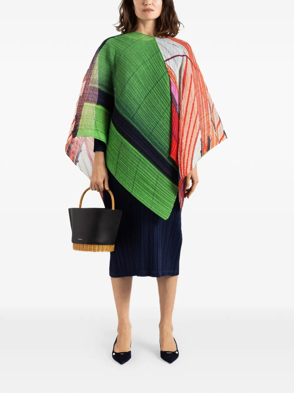 Pleats Please Issey Miyake City Collage Madame-T pleated top - Grün