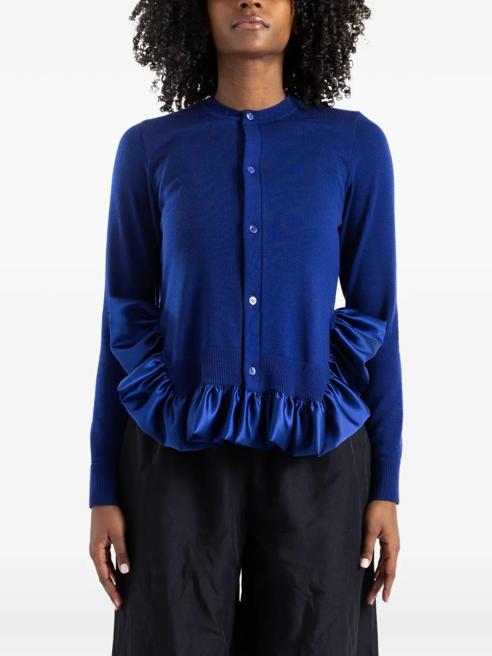Noir Kei Ninomiya ruffled wool cardigan - Blu