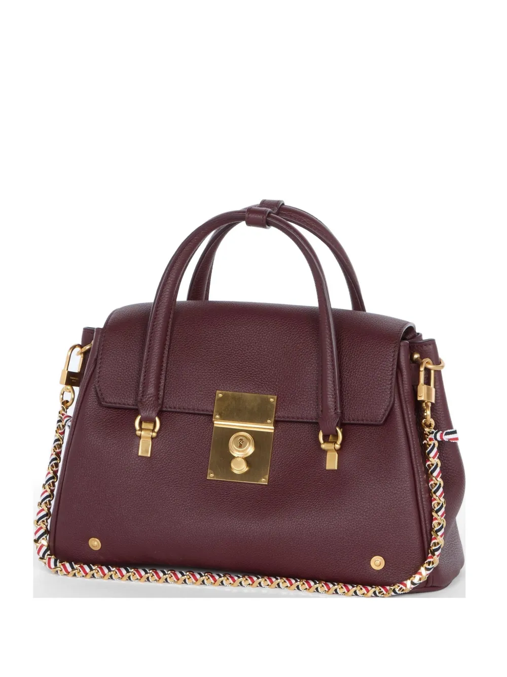 Thom Browne small Bolton pebbled leather tote bag - Red