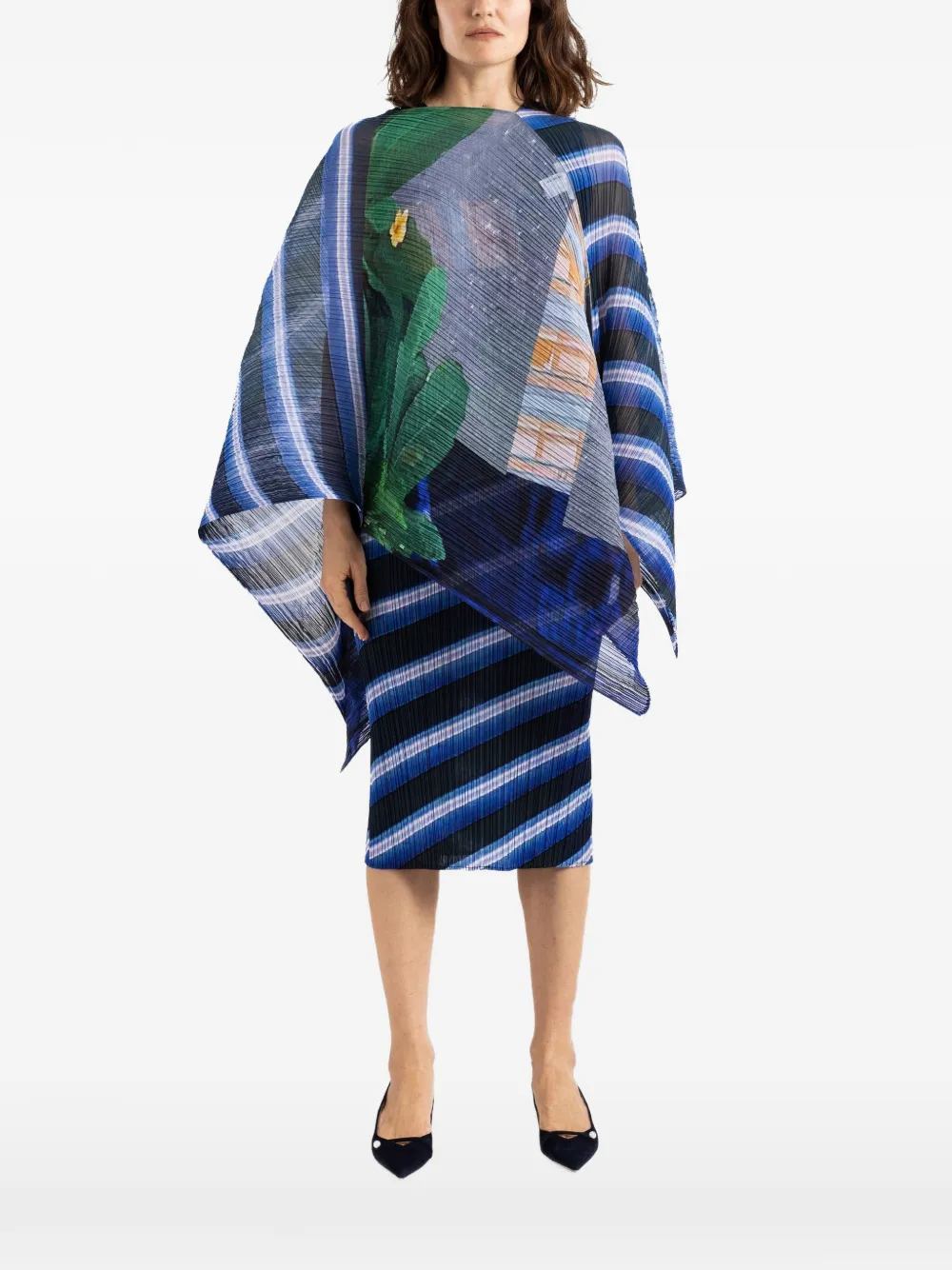 Pleats Please Issey Miyake City Collage plissé top - Blu