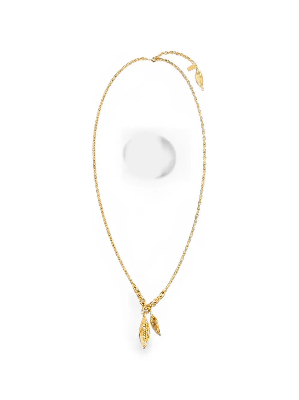 Chloé pearl-embellished leaf-pendant necklace - Oro