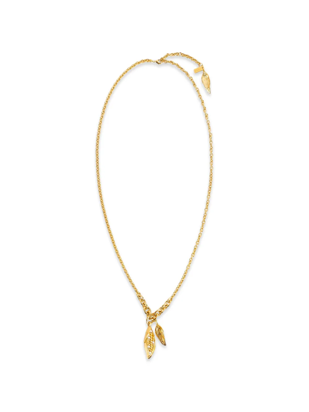 Chloé pearl-embellished leaf-pendant necklace - Gold