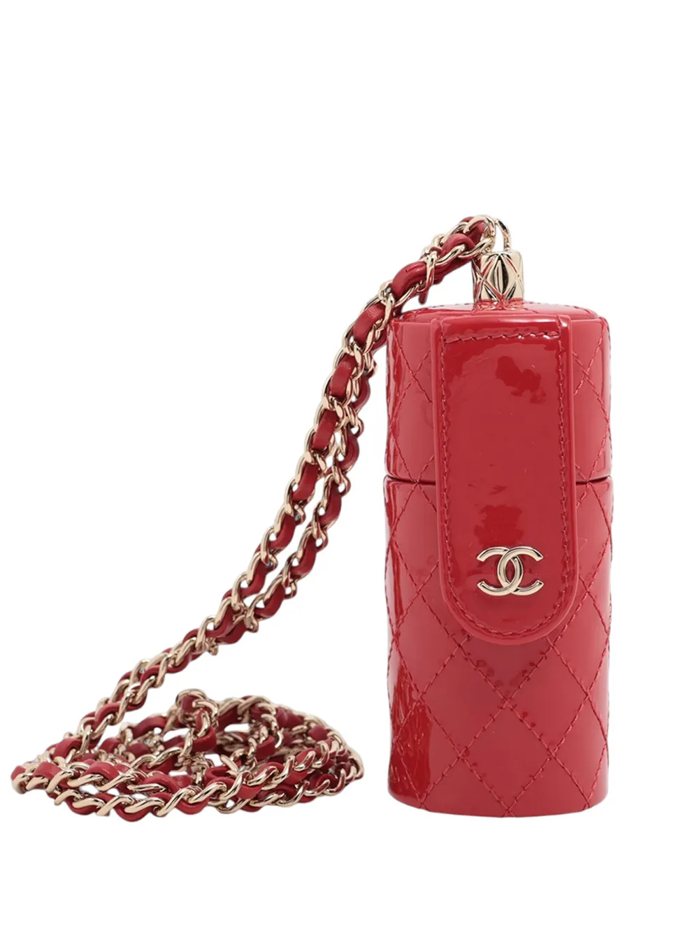 CHANEL Pre-Owned 2020 CC Quilted Patent Lipstick Case - Rosso