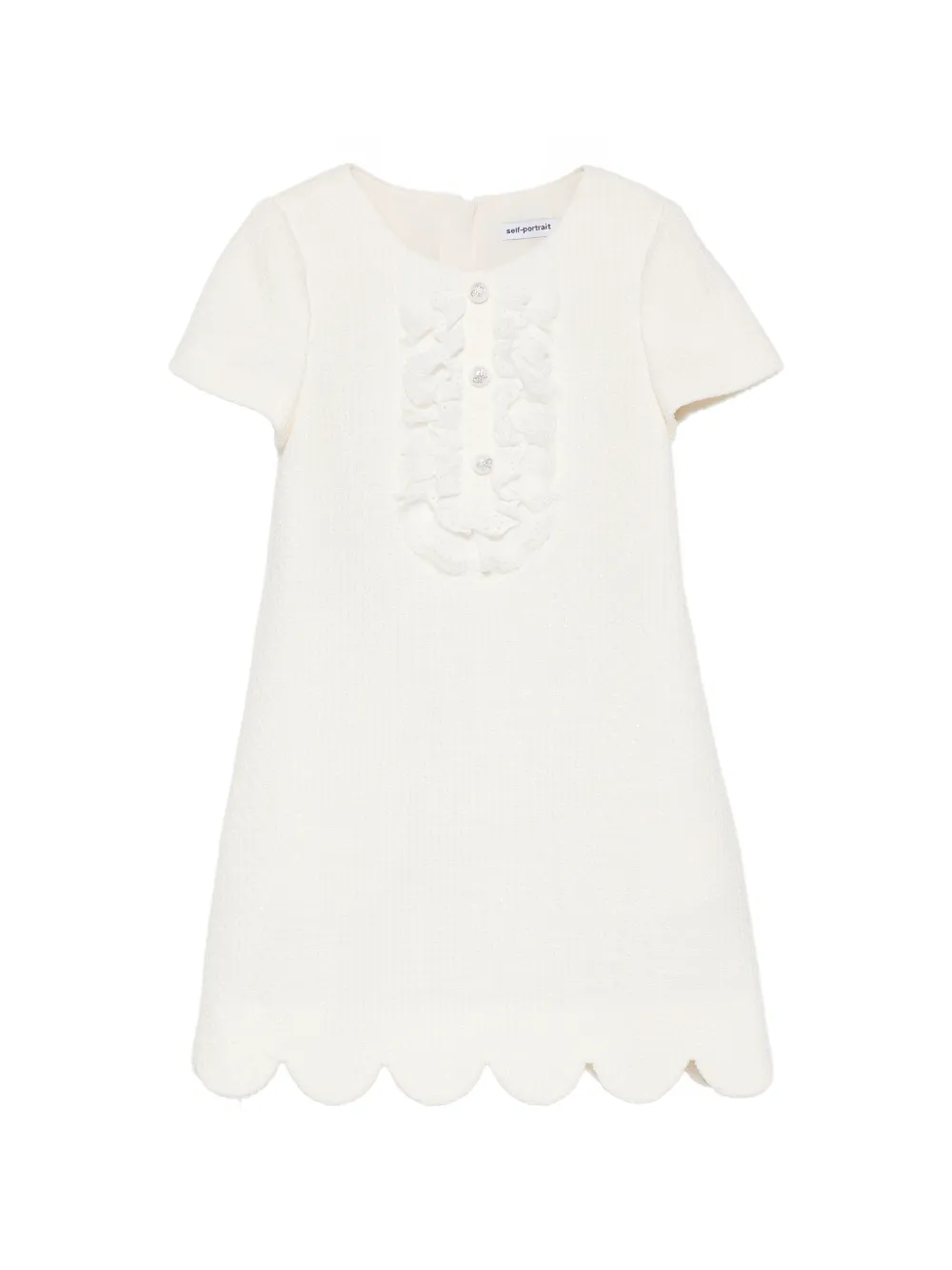 Self-Portrait Kids ruffled-trim short-sleeve dress - Toni neutri