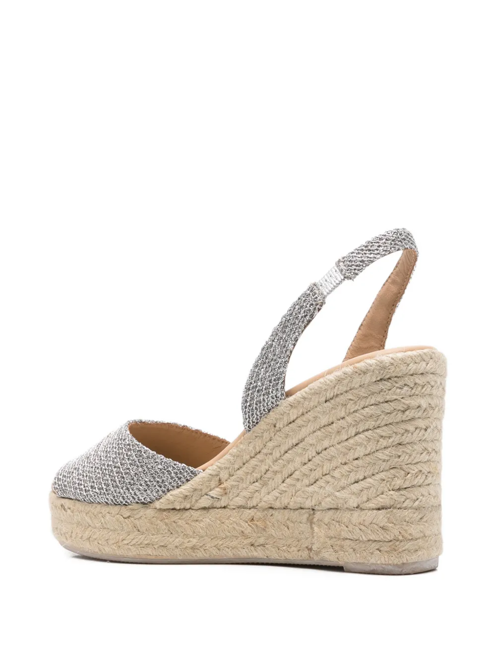 Manebi glitter-detail wedge espadrilles Zilver