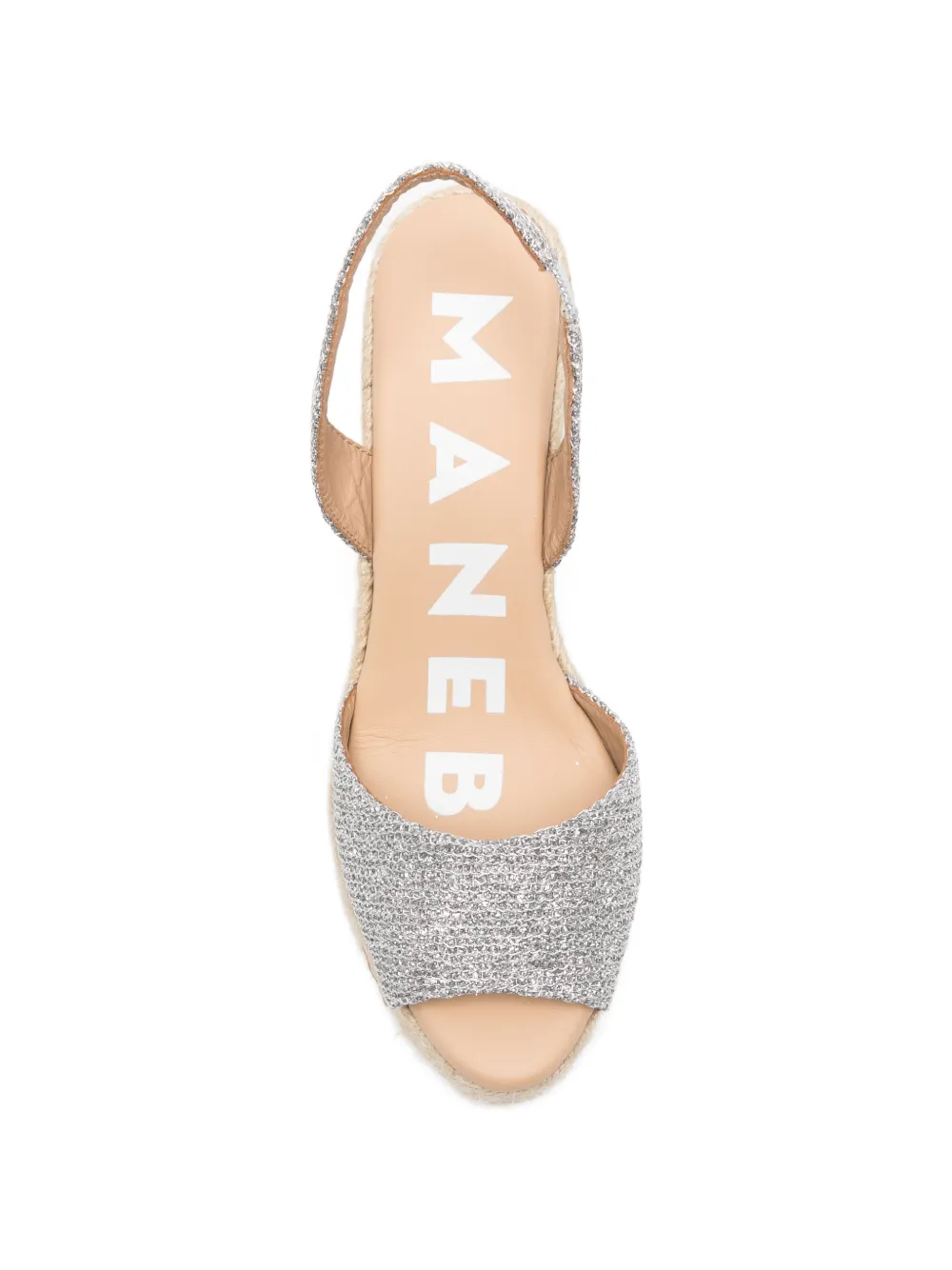 Manebi glitter-detail wedge espadrilles Zilver