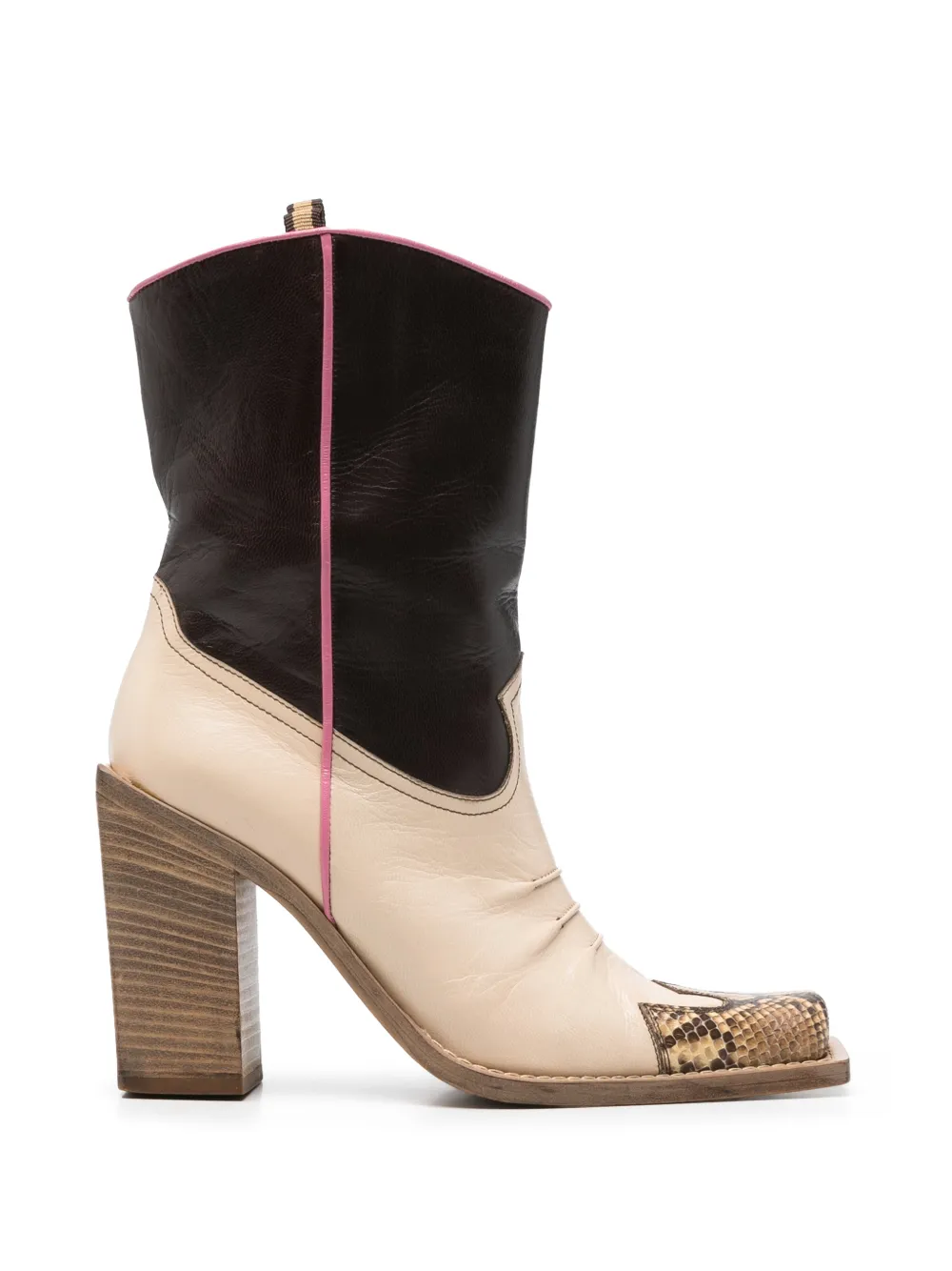 Miu Miu Pre-Owned 2000s snakeskin-effect panelled cowboy boots - Nude