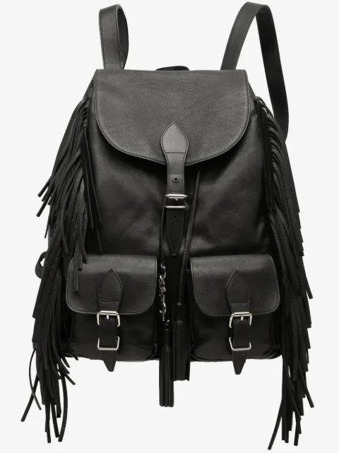 Saint Laurent Pre-Owned Zaino Festival piccolo in pelle di vitello con frange 2015