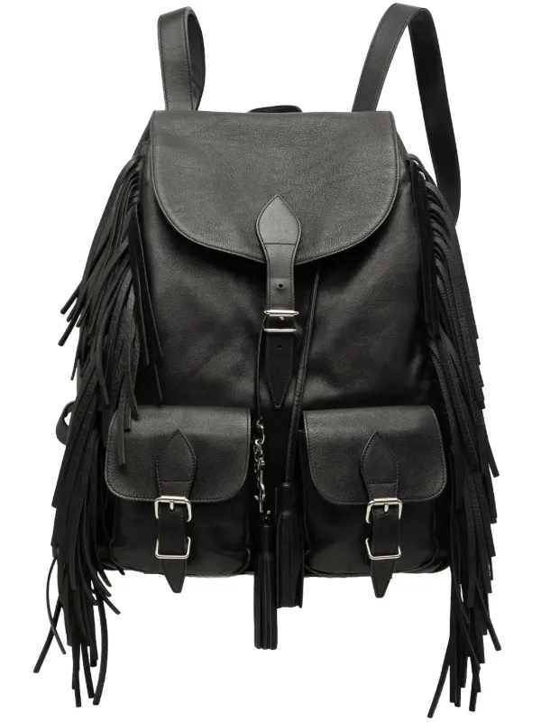 black leather backpack purse with fringe Chic Checklist In and adjustable strap Saint Laurent Pre-Owned 2015 Calfskin