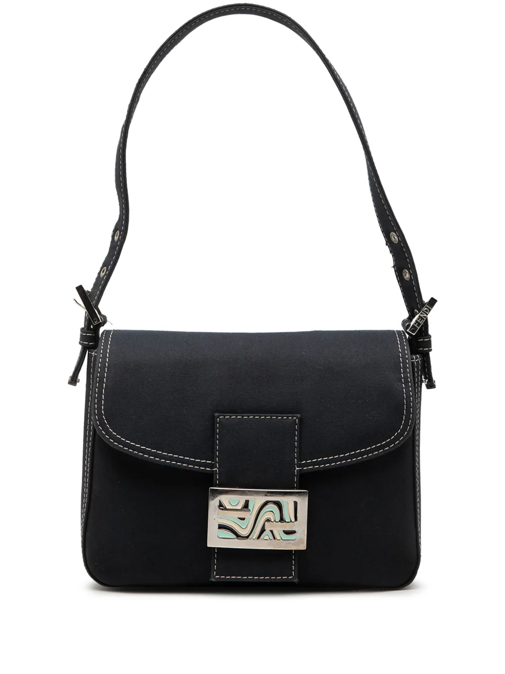 Fendi Pre-Owned 2000-2010 Canvas FF Marble Flap shoulder bag - Blu