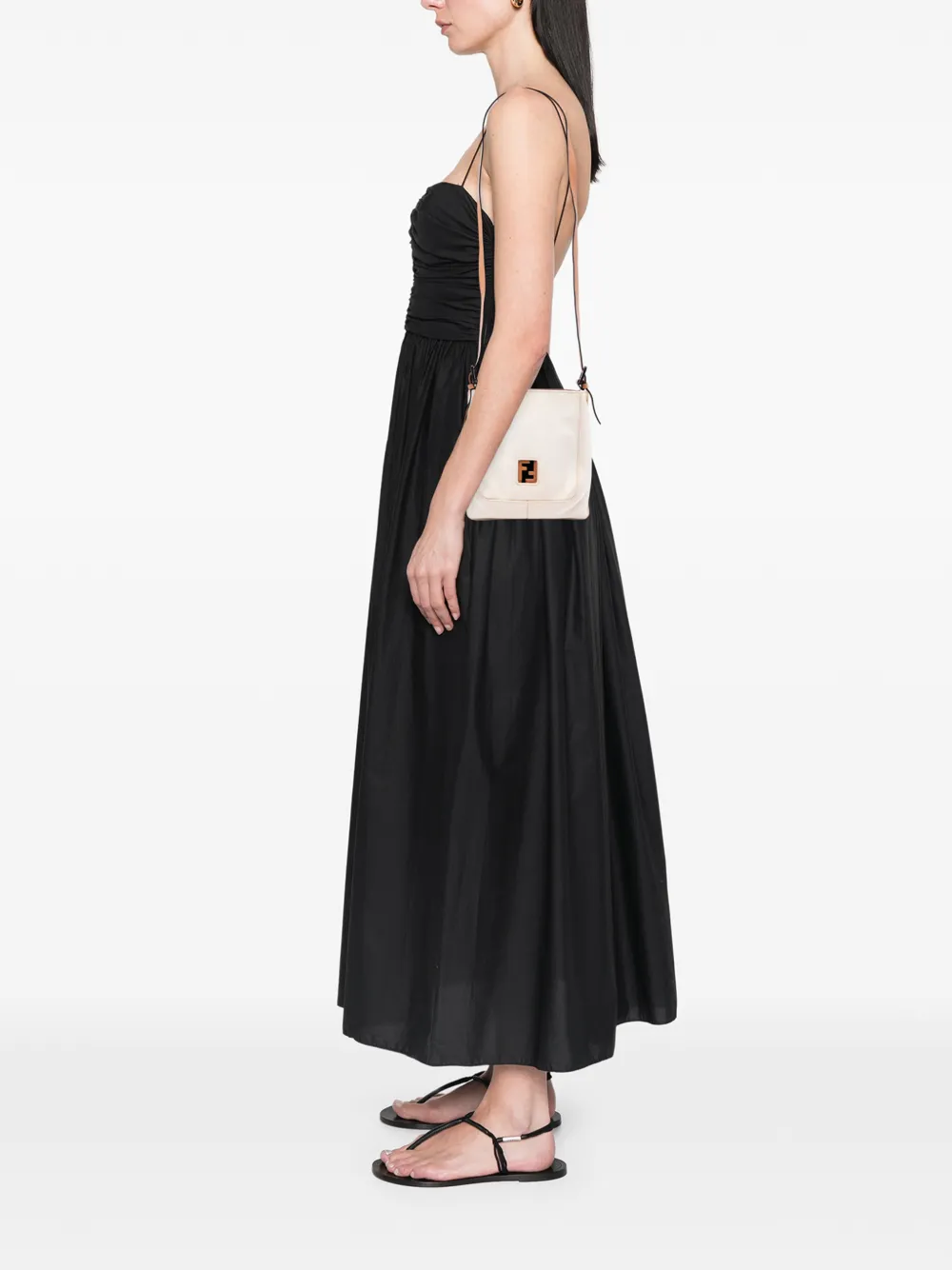 Fendi Pre-owned 20th Century Canvas FF Crossbody Bag in White, view 2