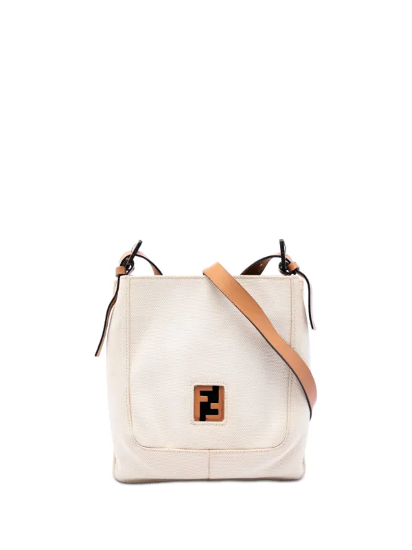 Fendi Pre-owned 20th Century Canvas FF Crossbody Bag in White