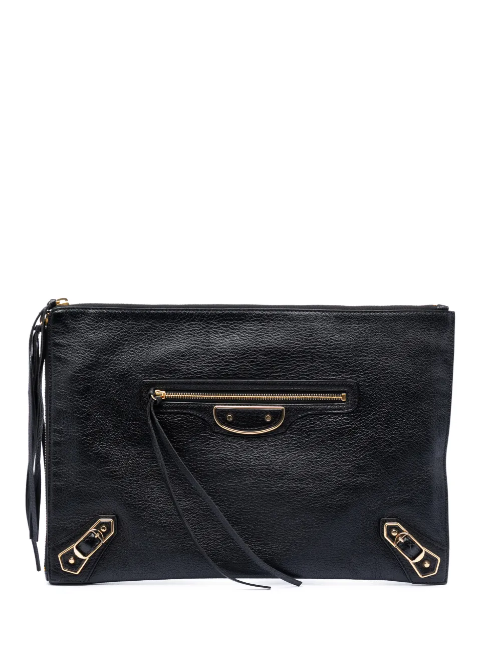 Balenciaga Pre-Owned 2017 Goatskin Motocross Classic Metallic Edge clutch bag - Nero