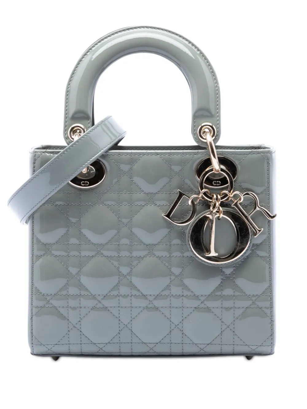Christian Dior Pre-Owned 2015 Small Patent Cannage Lady Dior satchel - Grigio