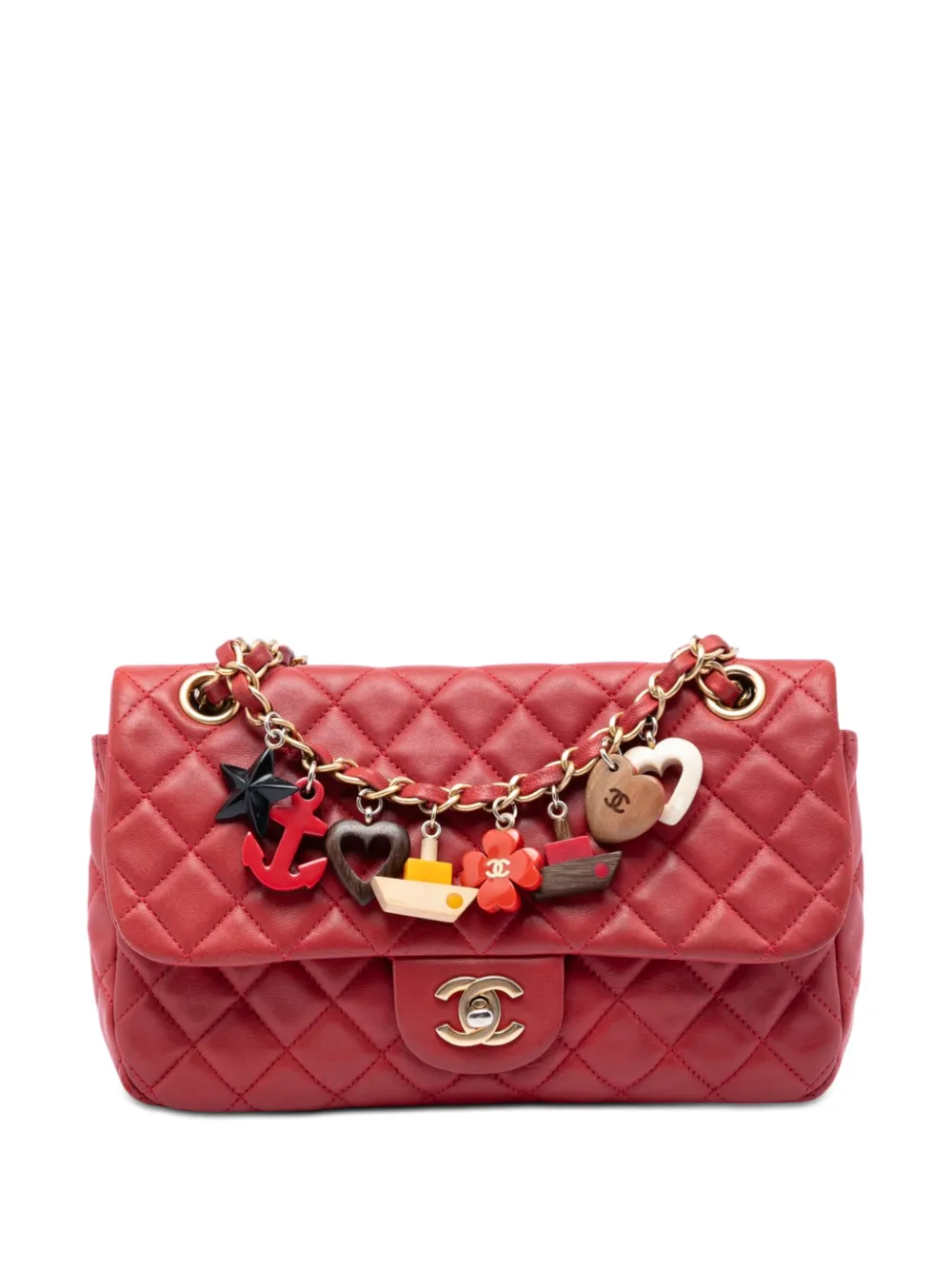 CHANEL Pre-Owned 2010-2011 Medium Classic Lambskin Marine Charms Single Flap shoulder bag - Rosso