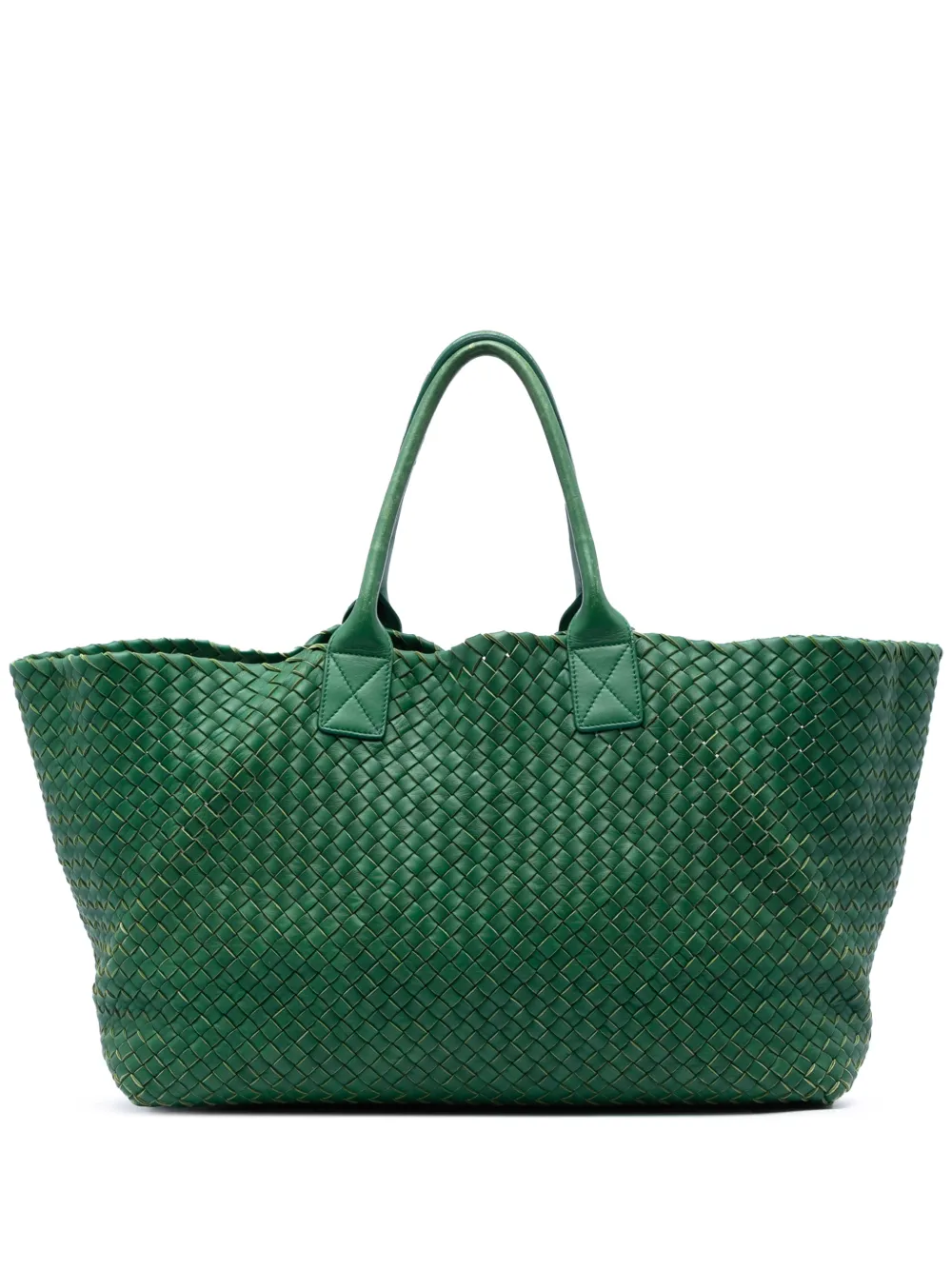 Bottega Veneta Pre-Owned 2012-2013 Limited Edition Large Lambskin Intreccio Cabat tote bag - Green