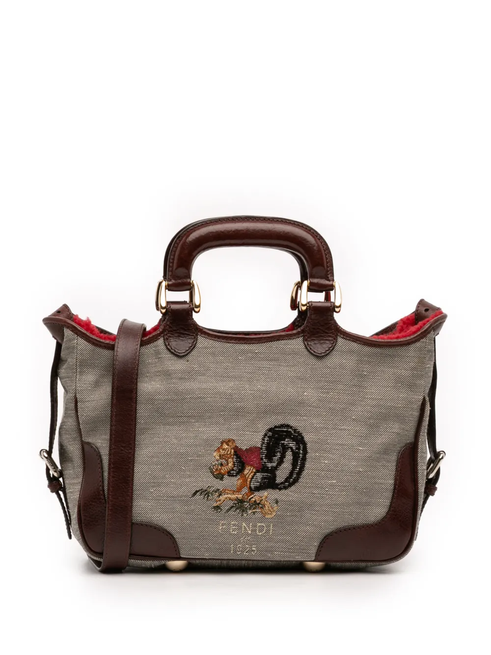 Fendi Pre-Owned 2000-2010 Embroidered Canvas Squirrel satchel - Grau
