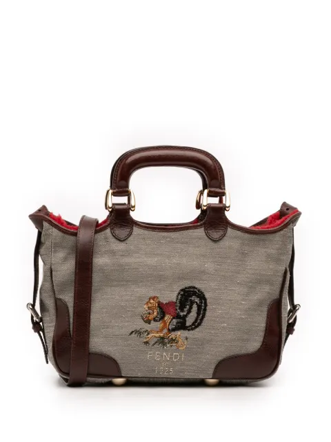 Fendi Pre-Owned 2000-2010 자수 캔버스 다람쥐 사첼 백
