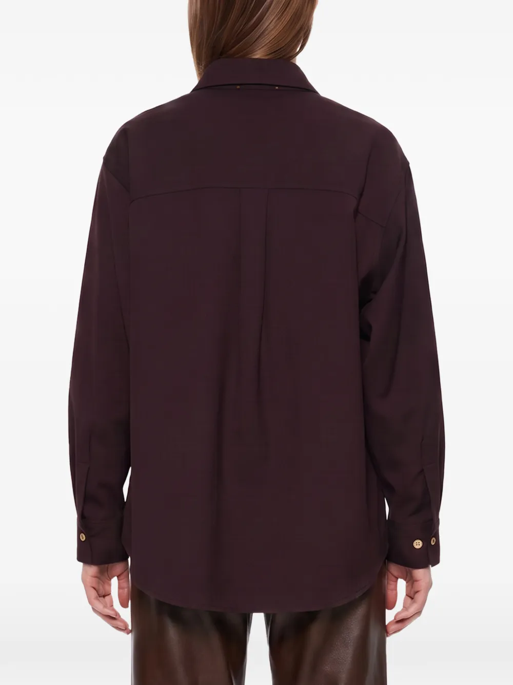 Forte Blouse met opgestikte zak en gestrikte hals Rood