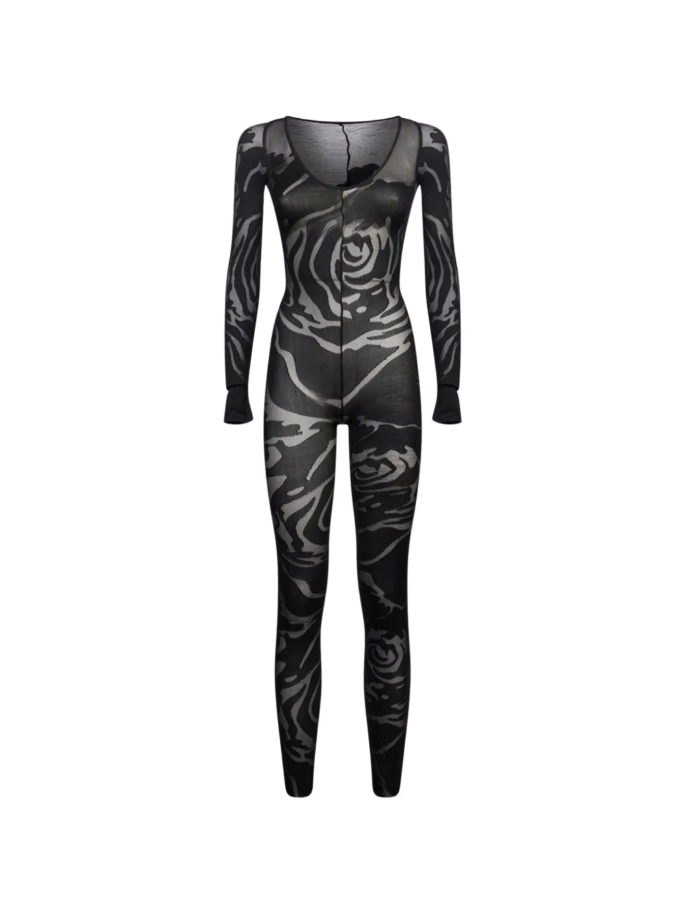 Wolford rose-patterned semi-sheer jumpsuit - Nero