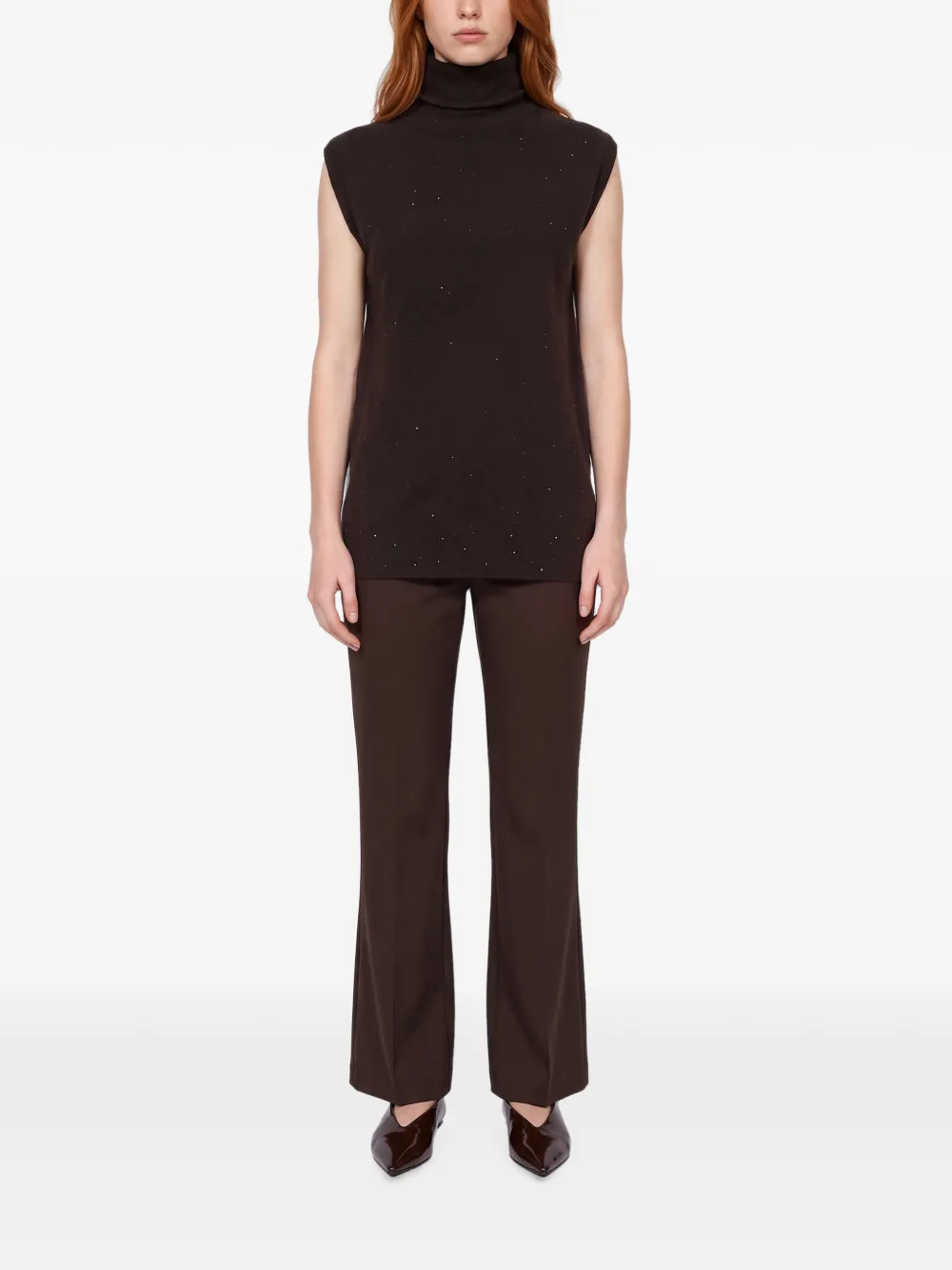 Antonelli Garfagnana sequin-embellished roll-neck sweater Bruin