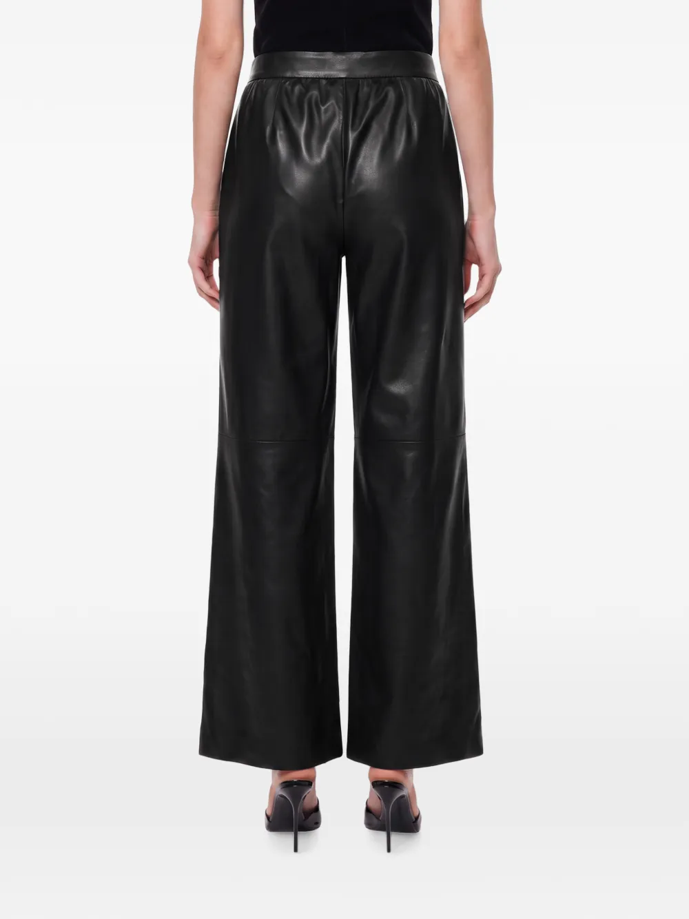 Forte Leren broek met wijde pijpen Groen