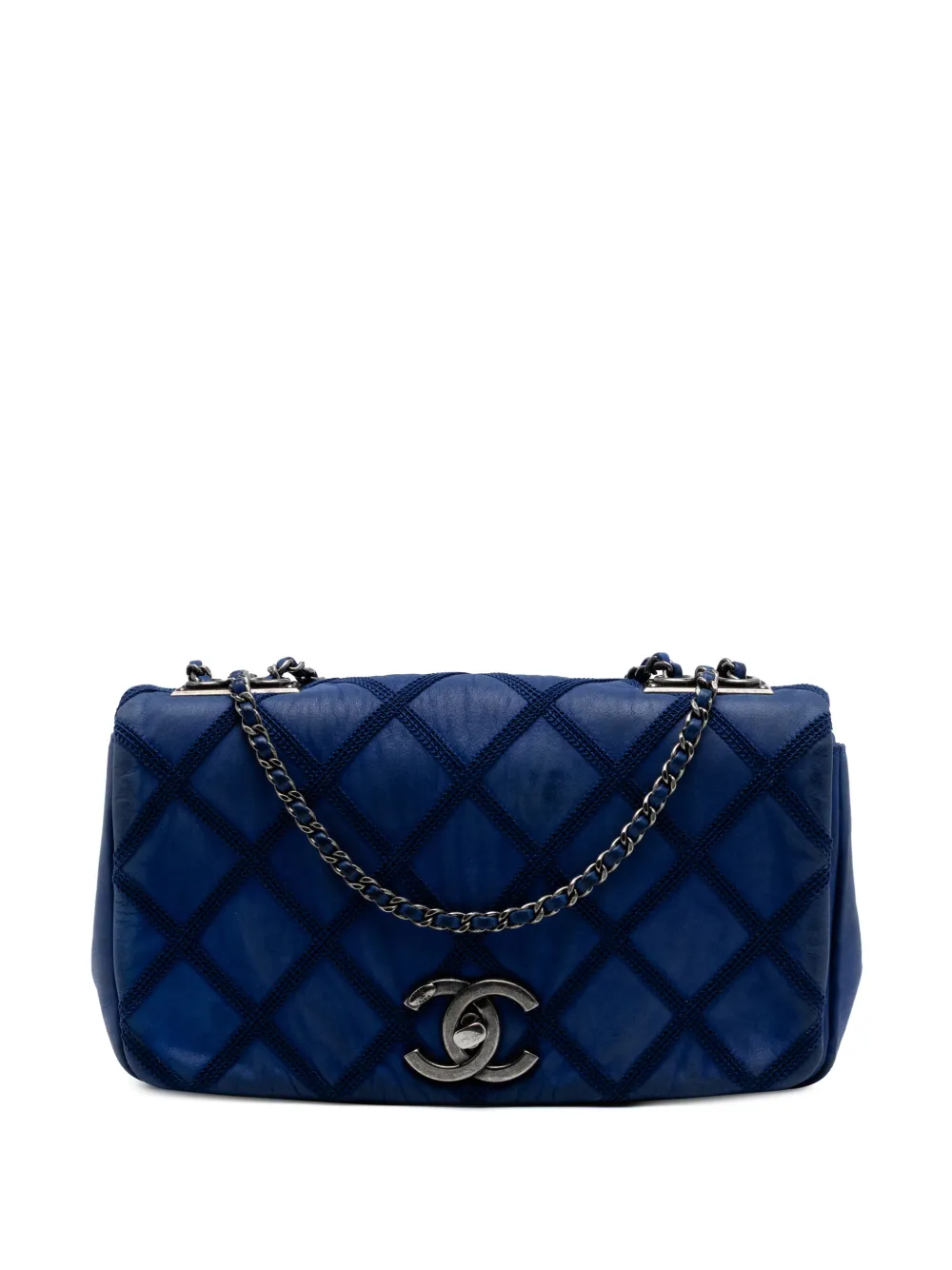 CHANEL Pre-Owned 2012-2013 Small Iridescent Calfskin Diamond Stitch Chain Flap shoulder bag - Blu