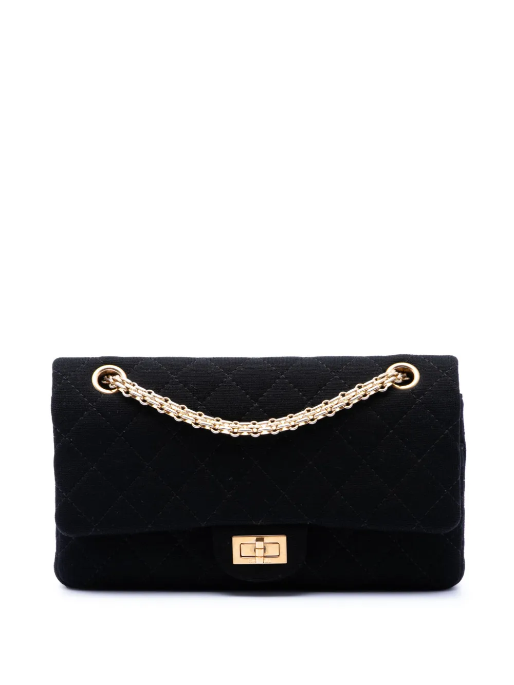 CHANEL Pre-Owned 2012-2013 Quilted Jersey Reissue 2.55 Double Flap 225 shoulder bag - Black